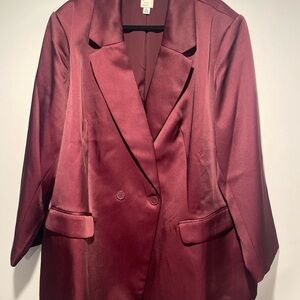 A New Day Deep Burgundy satin Blazer.Womens size 2X